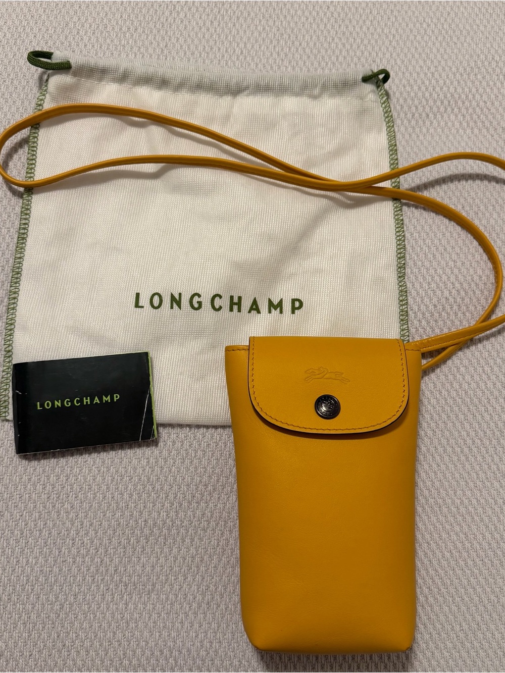 EUC! LONGCHAMP LE PLIAGE XTRA LEATHER PHONE CASE CROSSBODY YELLOW $115OBO